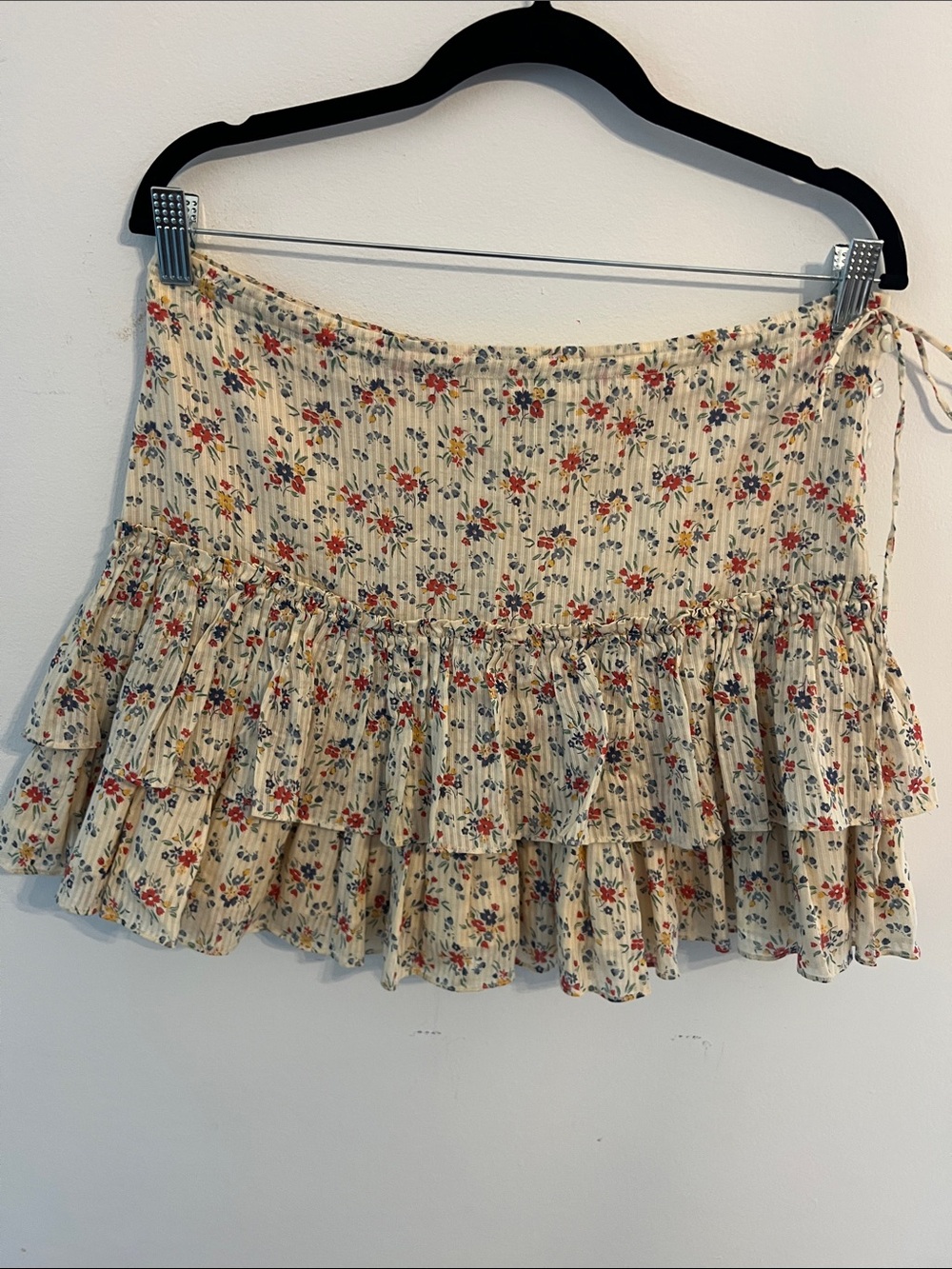 Rugby Ralph Lauren Cream Floral Tiered Ruffle Mini Skirt 100% cotton